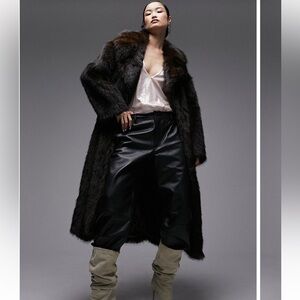 Topshop Fuax Fur Longline Coat